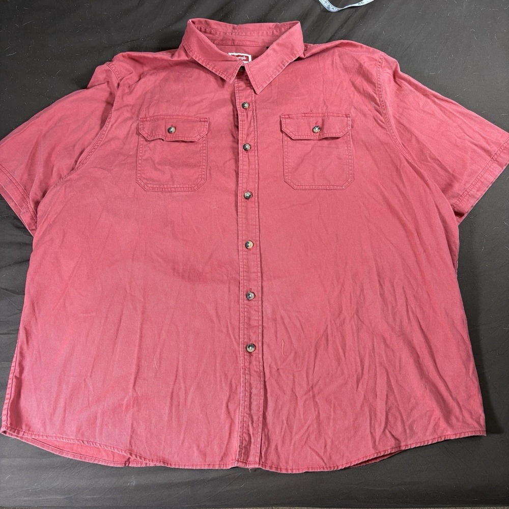 Wrangler Workwear Shirt Mens 3XL Red Utility Button Up Oversized Big Tall Chore